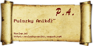 Pulszky Anikó névjegykártya